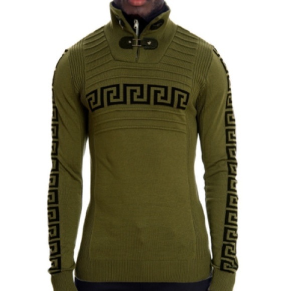 LCR Black Edition Mens Olive Green Knit Sweater Size XL - Picture 2 of 7